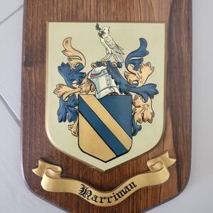Vintage Harriman Family Crest Plaque – Made in Great Britain. Unique Gift.